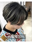 白髪率35%対応アンブレラカラー風白髪ぼかしハイライト