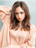 大人可愛い/透け感/前髪/小顔/くびれミディ/ラベンダーカラー