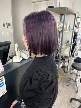 アジールヘア 所沢プロペ通り店(agir hair) ブルーラベンダーボブ紫アッシュアメジスト所沢