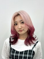 エゴ 池袋(EGO)&nbsp;ウルフカット/デザインカラー/ホワイトピンク/落ちる赤