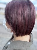ブリーチなし　カシスレッドカラー　髪質改善
