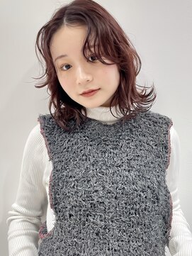 ラミエバイメルト 下北沢(lamie by melt) 顔周りレイヤーカット小顔ボブ外ハネピンクブラウンダブルカラー