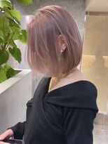 ショートボブミルクティーピンクベージュカラータッセルボブ韓国