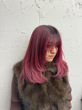 ヘアサロン エフ 渋谷(F) 明るめチェリーレッド