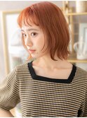 フレンチカジュアルオン眉前下がりボブパーマa戸頭10代20代30代