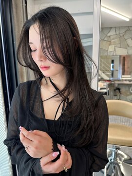 サイン 渋谷(SIGN) 韓国ヘアーハッシュカットレイヤーカットグレージュブリーチ無し