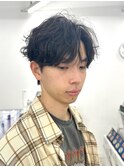 シャドウパーマ/刈り上げ/センターパート