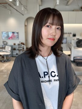 グリーン(green) ミディアムレイヤーハイライトオリーブグレージュkanabyiijima