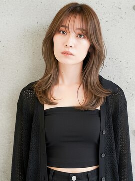 ★大人可愛い20代30代40代韓国風薄めバンク前髪くびレイヤー