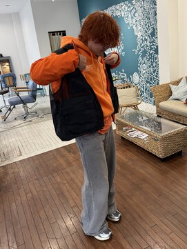 Vaundy！？メンズパーマ×ブリーチ無しのダブルカラー・オレンジ