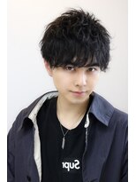 ネイビー(NAVY)&nbsp;黒髪ショートレイヤー パーママッシュ ソフトツイスト