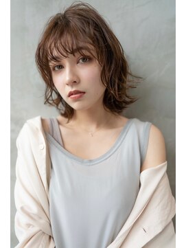 オースティン 門前仲町(AUSTIN) 大人かわいい前髪セシルカットココアブラウンフリンジウェーブ