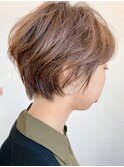 小顔大人ハンサムショートパーマ丸みアンニュイくせ毛風パーマ