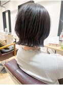 【堀惠】ミディアムレイヤーボブ切りっぱなしボブ外ハネベージュ