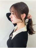 小顔似合わせ顔まわりカット後れ毛ヘアアレンジポニーテール