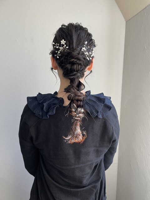 【髪質改善】暗髪でも可愛い編みおろしヘアアレンジ@SARASA