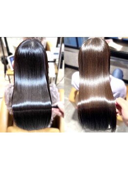 クセやパサつきも縮毛矯正でふわっと自然な仕上がり。まとまりやすく、扱いやすいしなやかな髪に[門前仲町]