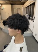 波巻きスパイラル刈り上げマッシュ