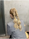 ヘアセット/ポニー編みおろし/パーティーヘア/小顔/学割