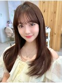 小顔前髪顔まわりレイヤーカットフェミニンロング