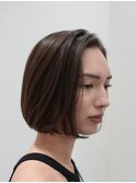 20代30代ミニボブ前髪あり前髪なし顔周りレイヤーカットオリーブ
