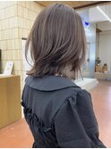 ブリーチなし切りっぱなしボブミディアムレイヤーボブ秋カラー