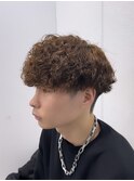 メンズブラウンカラー/プードルパーマ/チャコールグレー