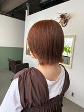 リング(ring) 艶オレンジカラー×切りっぱなしボブ