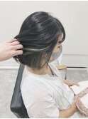 インナーカラーグレージュ×ミニボブ×ブルーグレージュ