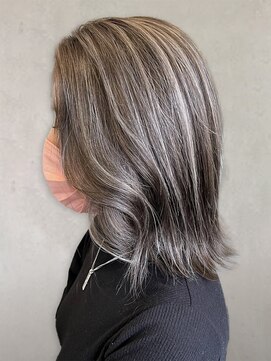 レポヘアー(Repos hair) 20代30代40代ハイライト透け感ブリーチロブヘアーアッシュ
