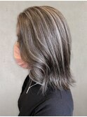 20代30代40代ハイライト透け感ブリーチロブヘアーアッシュ