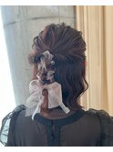 ハーフアップ編みおろしアレンジ