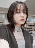 シアーカラー ショート 姫カット ダークアッシュ 魅力倍増カール