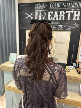 アース 三軒茶屋店(HAIR&MAKE EARTH) 三軒茶屋_レディース_ヘアアレンジ_ヘアセット_リボン_ポニー
