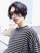サーフカール波巻きセンターパートメンズボブミディアム