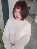 伸ばしかけピンクブラウンボブ