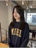 小顔似合わせカットオリーブベージュ透明感艶感カラーレイヤー