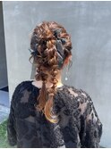ツインポニーテール編み下ろしお呼ばれオケージョンヘア20代30代
