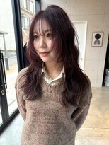 チル 福井駅前店(Chill)&nbsp;福井ワインレッド顔周りレイヤーシースルー前髪学生髪質改善