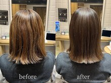 白髪を優しくカバーしながら透明感と艶をプラス。大人女性の魅力を引き出すダメージレスカラー