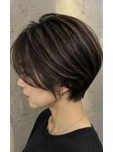丸み若見えショート白髪ぼかし脱白髪染め30代40代50代60代