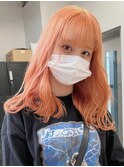 1582透明感外国人風カラーオレンジベイビーピンクネオンカラー