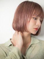モッズヘア 上尾西口店(mod's hair)&nbsp;ピンクベージュぱっつん前髪切りっぱなしボブw上尾10代20代30代