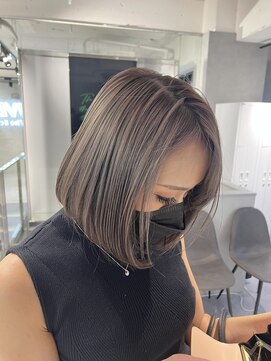 ファイブバイジエクト 堀江(FIVE by The Ect) ミルクティーグレージュ×似合わせカット×切りっぱなしボブ☆20