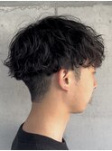 メンズ/アップバング/ツーブロックマッシュ/束間ショート/波巻き