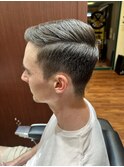 MEN'Sアッシュブラックスキンフェードカットウェーブヘアパーマ
