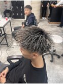 メンズパーマホワイトメッシュツイストジェットモヒカン