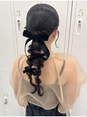 ヘアセット ヘアアレンジ ツイン 編みおろしヘア 結婚式ヘア
