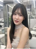 透明感カラーくびれヘアレイヤーカット前髪顔周りカット韓国ヘア