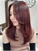 韓国風顔周りレイヤーカットオリーブグレージュ堺東20代30代40代